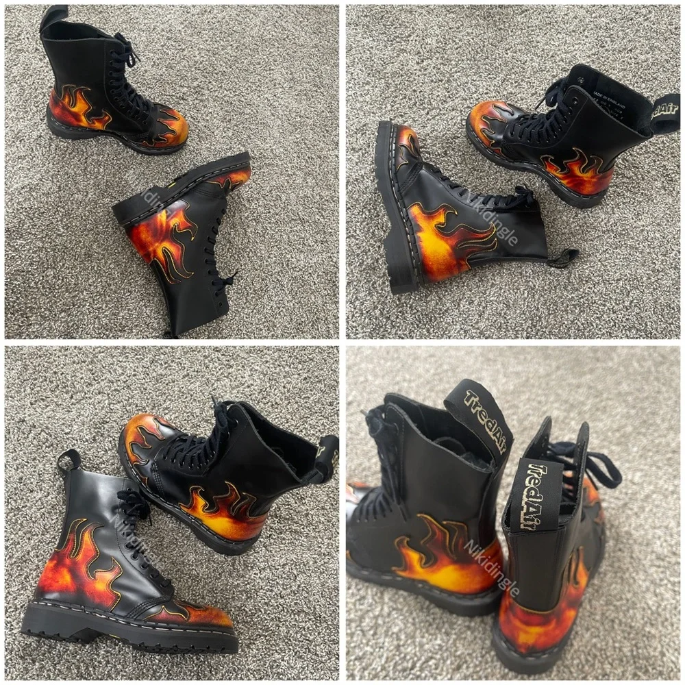 NEW Tredair Made in England Flame Fire Combat Boots 90s UK 5 US 7 MIE Vintage - Picture 9 of 13